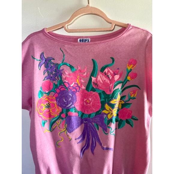 VINTAGE Pink Floral Slouchy Shirt by QUIPS - M/L - Picture 6 of 10